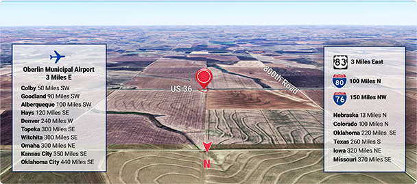 Aerial of Property with Overlay of Nearby Area Highlights
